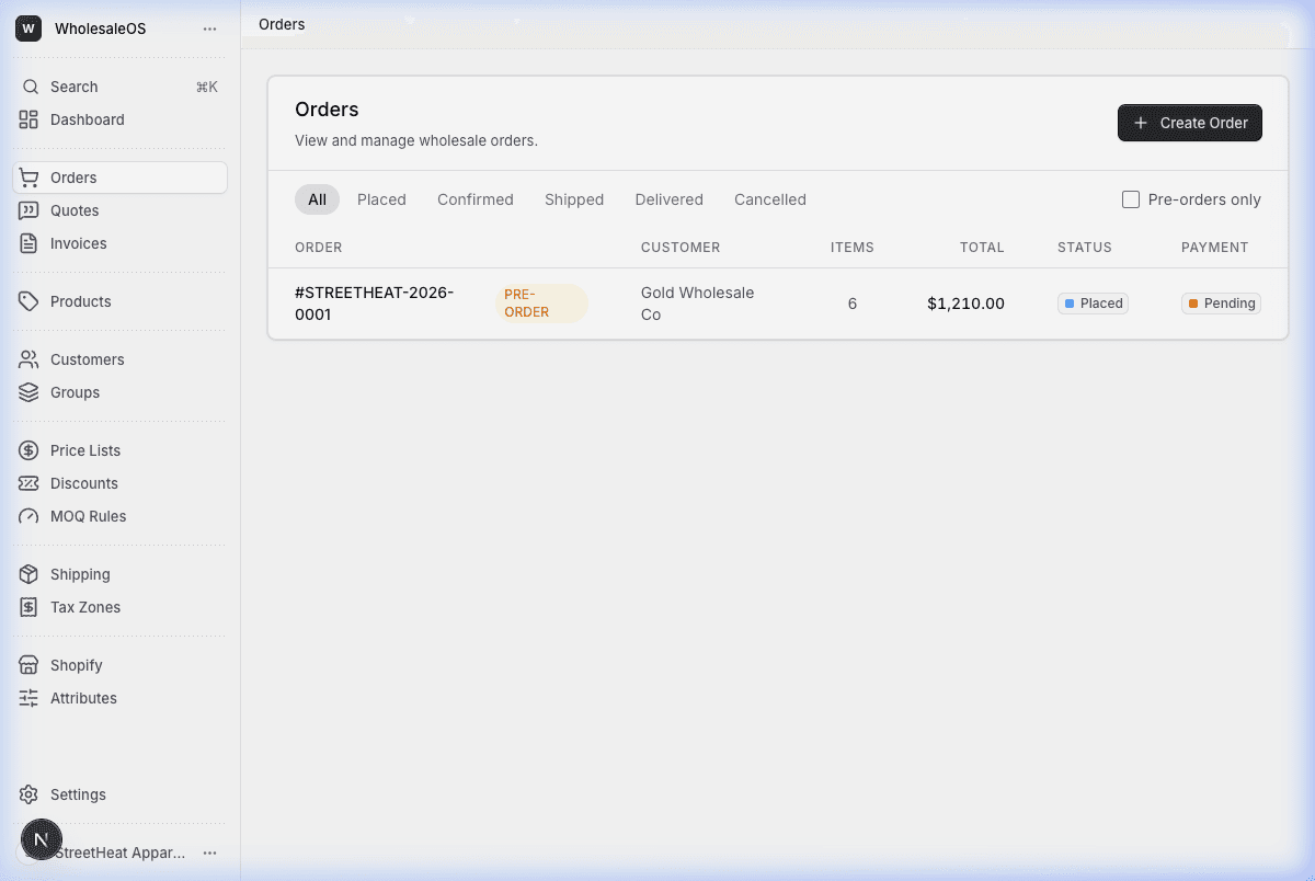 Order Management — WholesaleOS